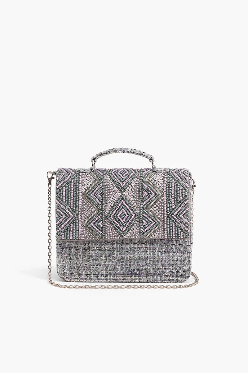 Lavender Fog Embellished Satchel