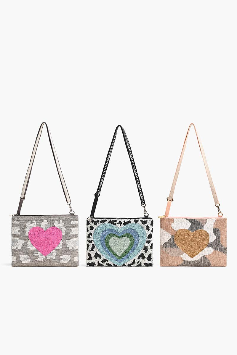 Set of 3 Happy Heart Crossbody Clutch