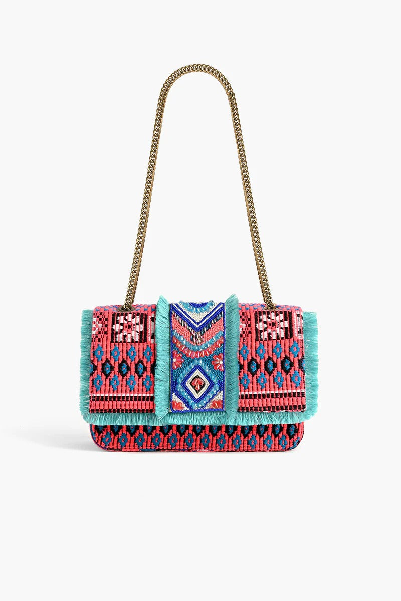 Southwest Floral Bloom Beaded Shoulder Bag