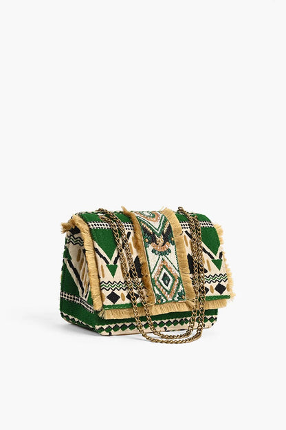 Southwest Jade Beaded Shoulder Bag