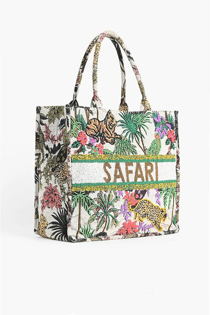 African Safari Embellished Tote