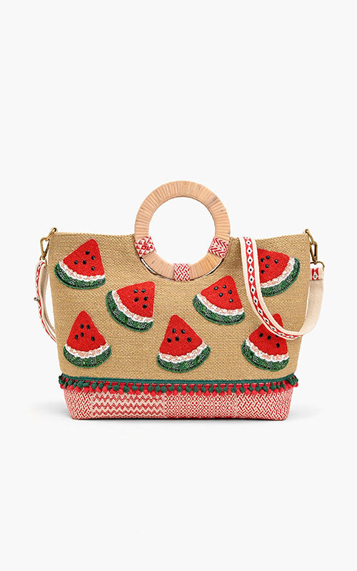 Watermelon Waves Cane Handle Tote