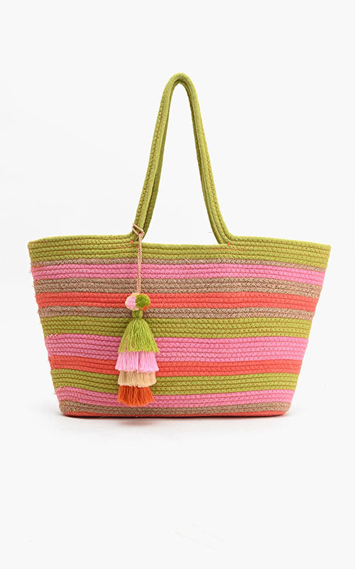 Recycled Cotton Stripe Tote-Multi