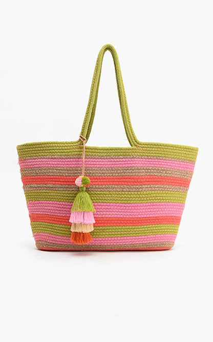 Recycled Cotton Stripe Tote-Multi