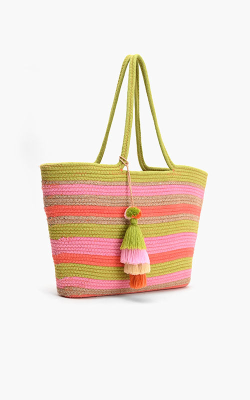 Recycled Cotton Stripe Tote-Multi