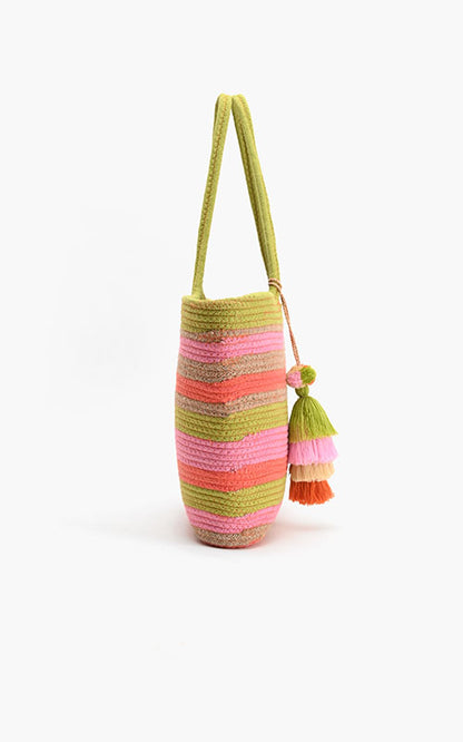 Recycled Cotton Stripe Tote-Multi