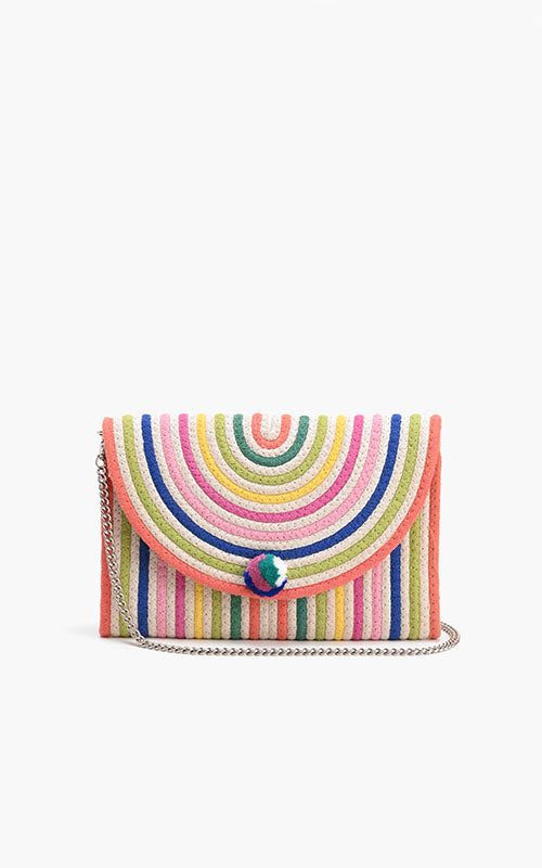 Recycled Cotton Stripe Clutch-Natural Multi