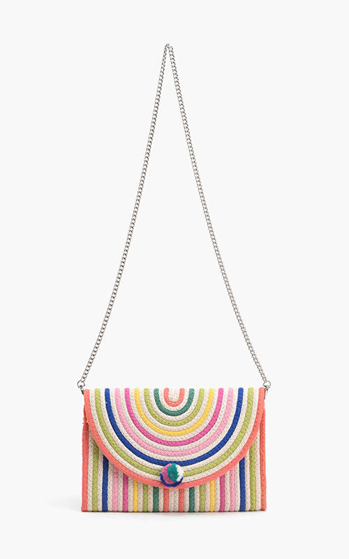 Recycled Cotton Stripe Clutch-Natural Multi