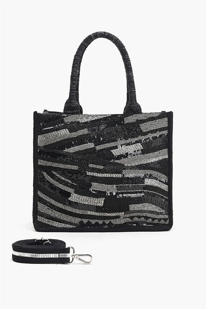 Black Luxe Embellished Tote