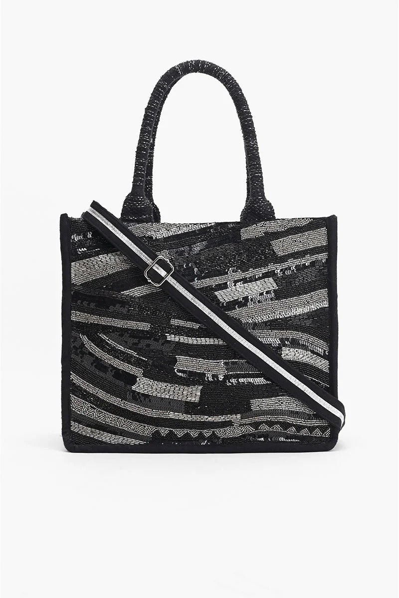 Black Luxe Embellished Tote