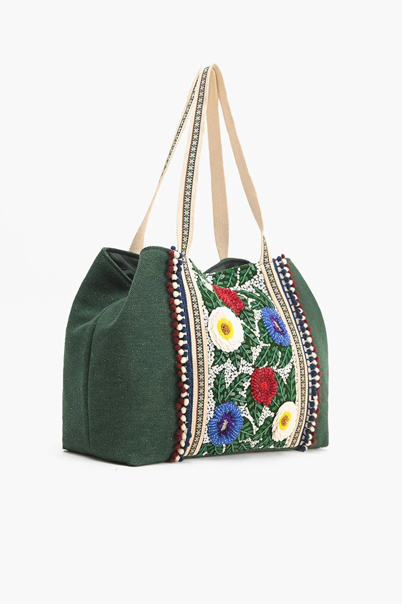 Evergreen Floral Tote