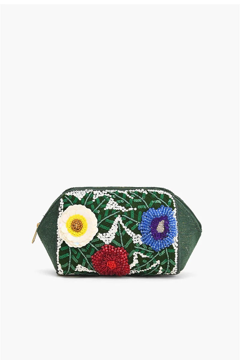 Evergreen Floral Cosmetic Pouch