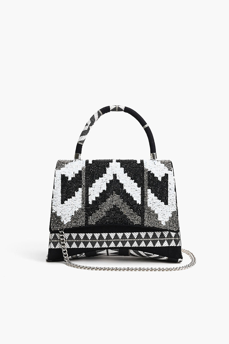 Ikat Noir Elegance Top Handle Bag