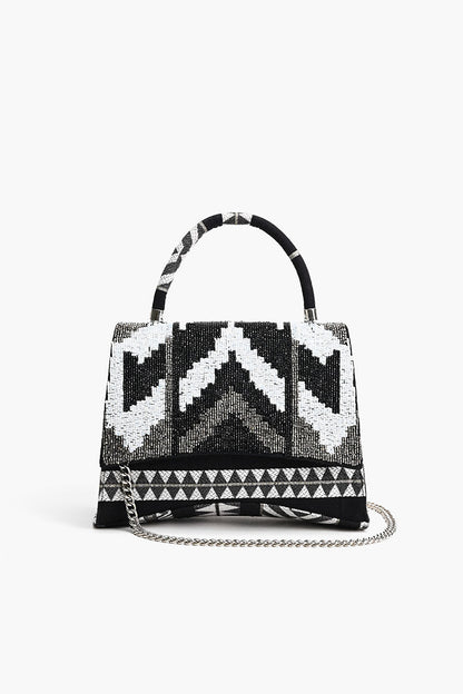 Ikat Noir Elegance Top Handle Bag