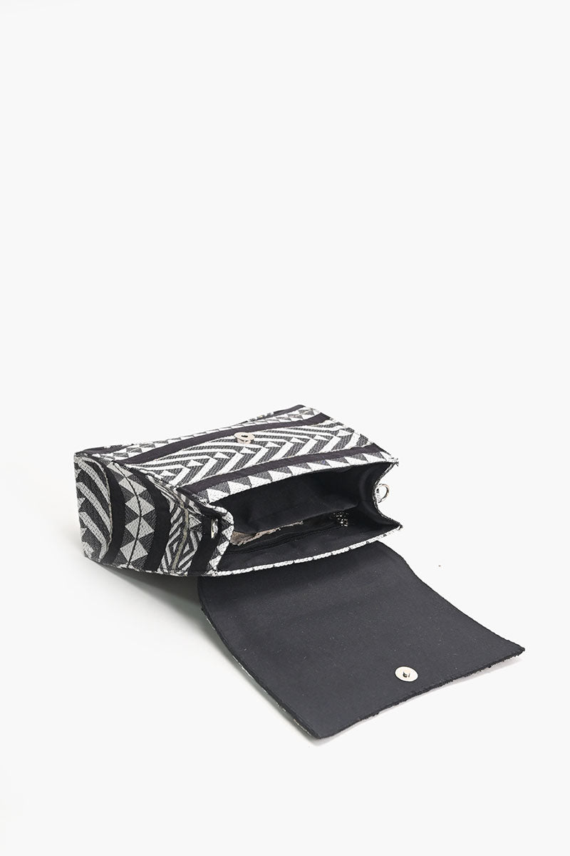 Ikat Noir Elegance Top Handle Bag