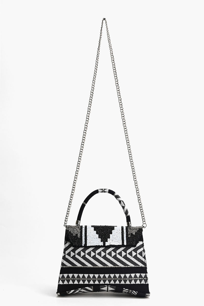 Ikat Noir Elegance Top Handle Bag