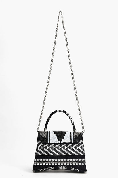 Ikat Noir Elegance Top Handle Bag