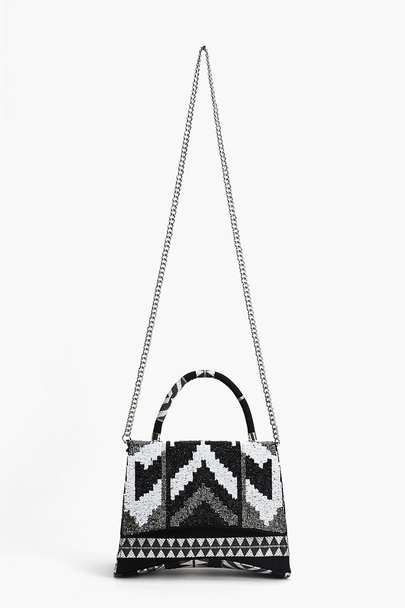 Ikat Noir Elegance Top Handle Bag