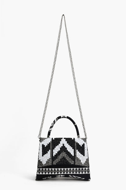 Ikat Noir Elegance Top Handle Bag