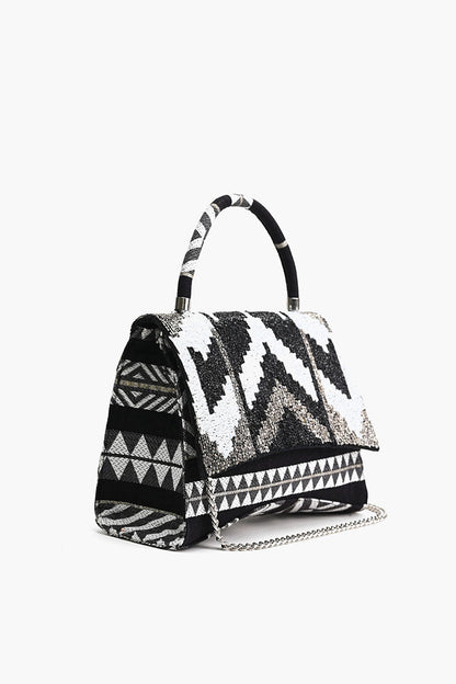 Ikat Noir Elegance Top Handle Bag