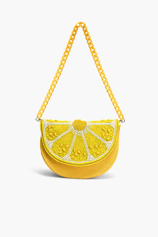 Couture Crescent Lemon Shoulder Bag