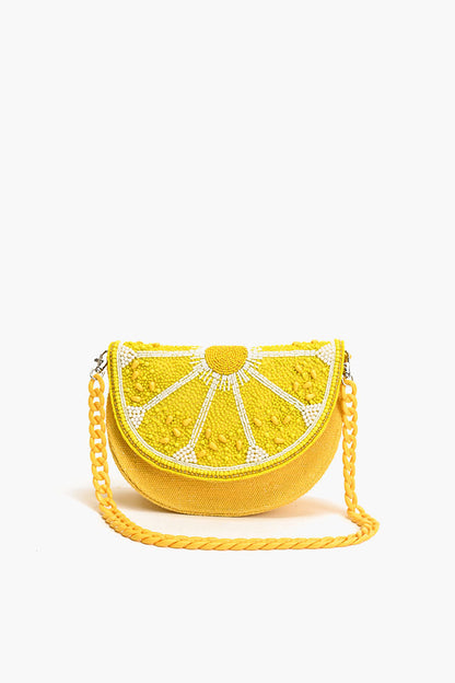 Couture Crescent Lemon Shoulder Bag