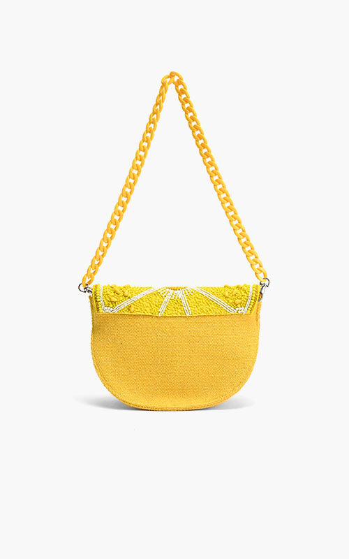 Couture Crescent Lemon Shoulder Bag