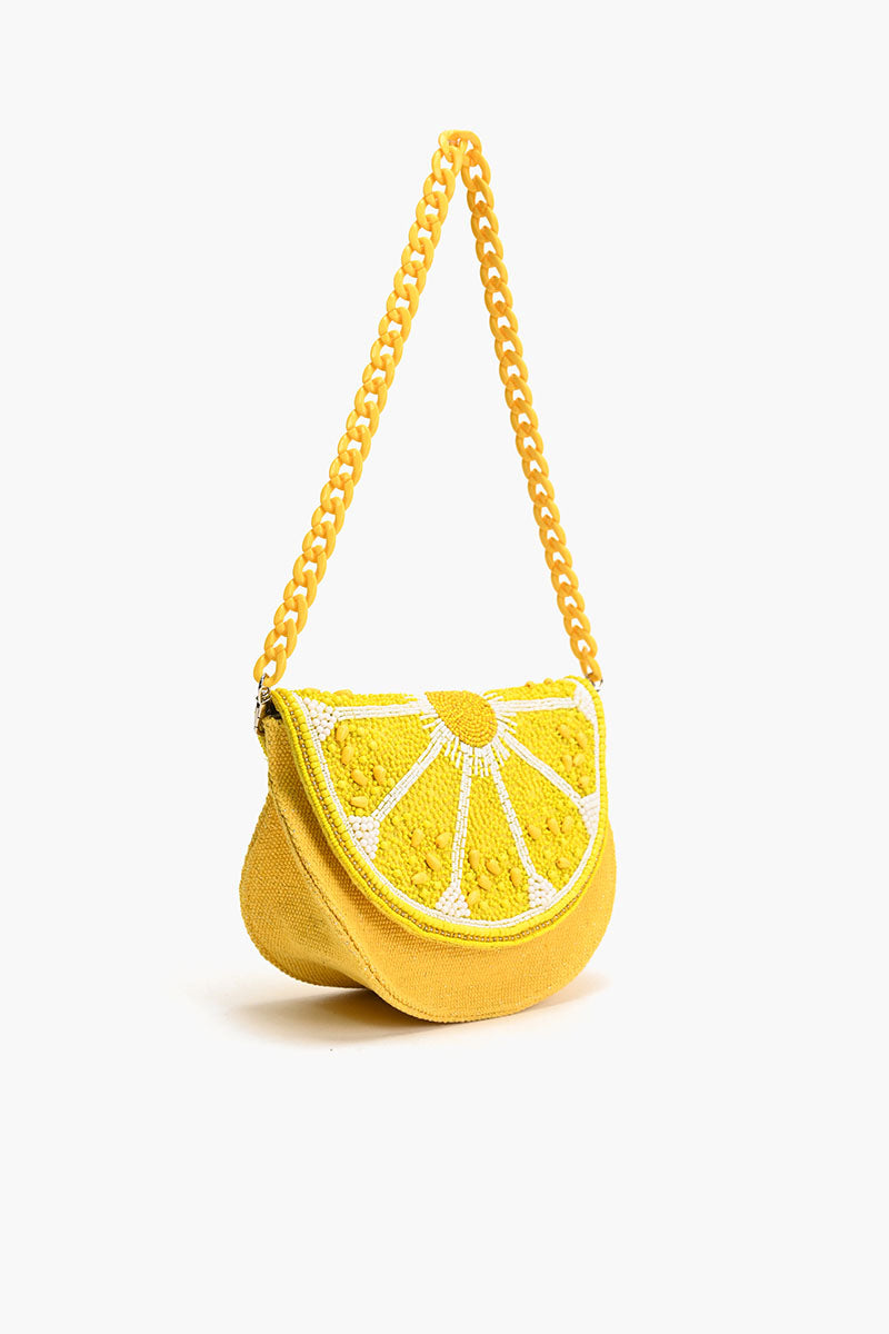 Couture Crescent Lemon Shoulder Bag