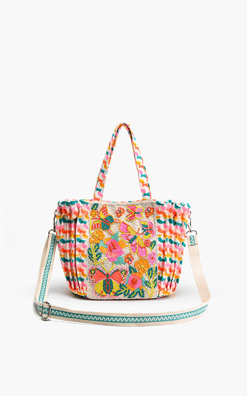 Rainbow Wings Floral Tote