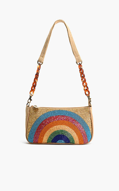 Psychedelic Spiral Beige Shoulder Bag