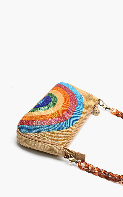 Psychedelic Spiral Beige Shoulder Bag