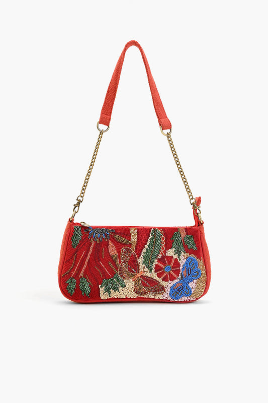 Vermilion Butterfly Bloom Shoulder Bag