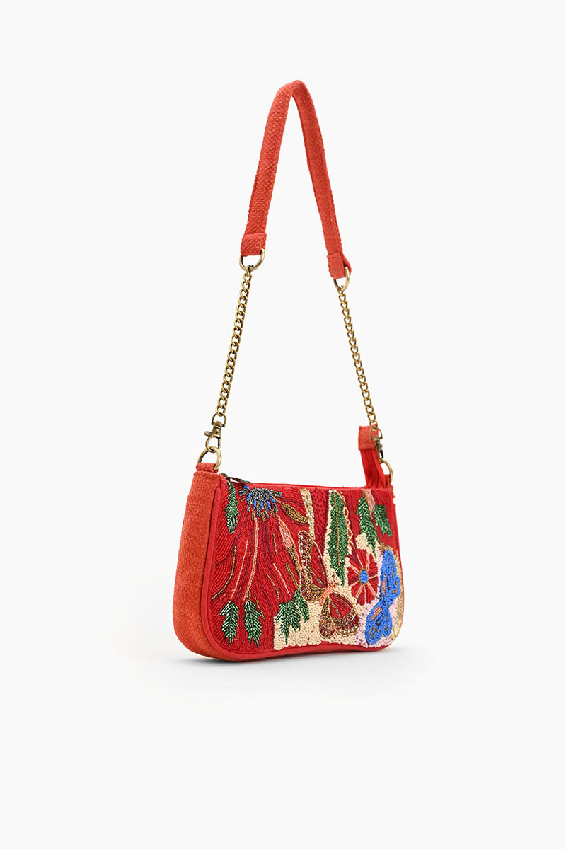 Vermilion Butterfly Bloom Shoulder Bag