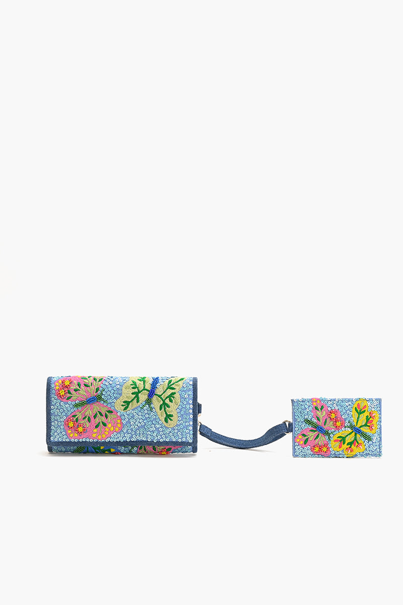 Azure Butterfly Ballet Wallet With Card Holder