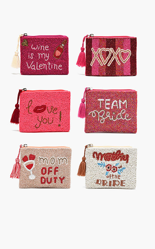 All Pink Set Of 6 Coin Bags