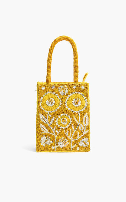 Lemon Blossom Beaded Mini Tote