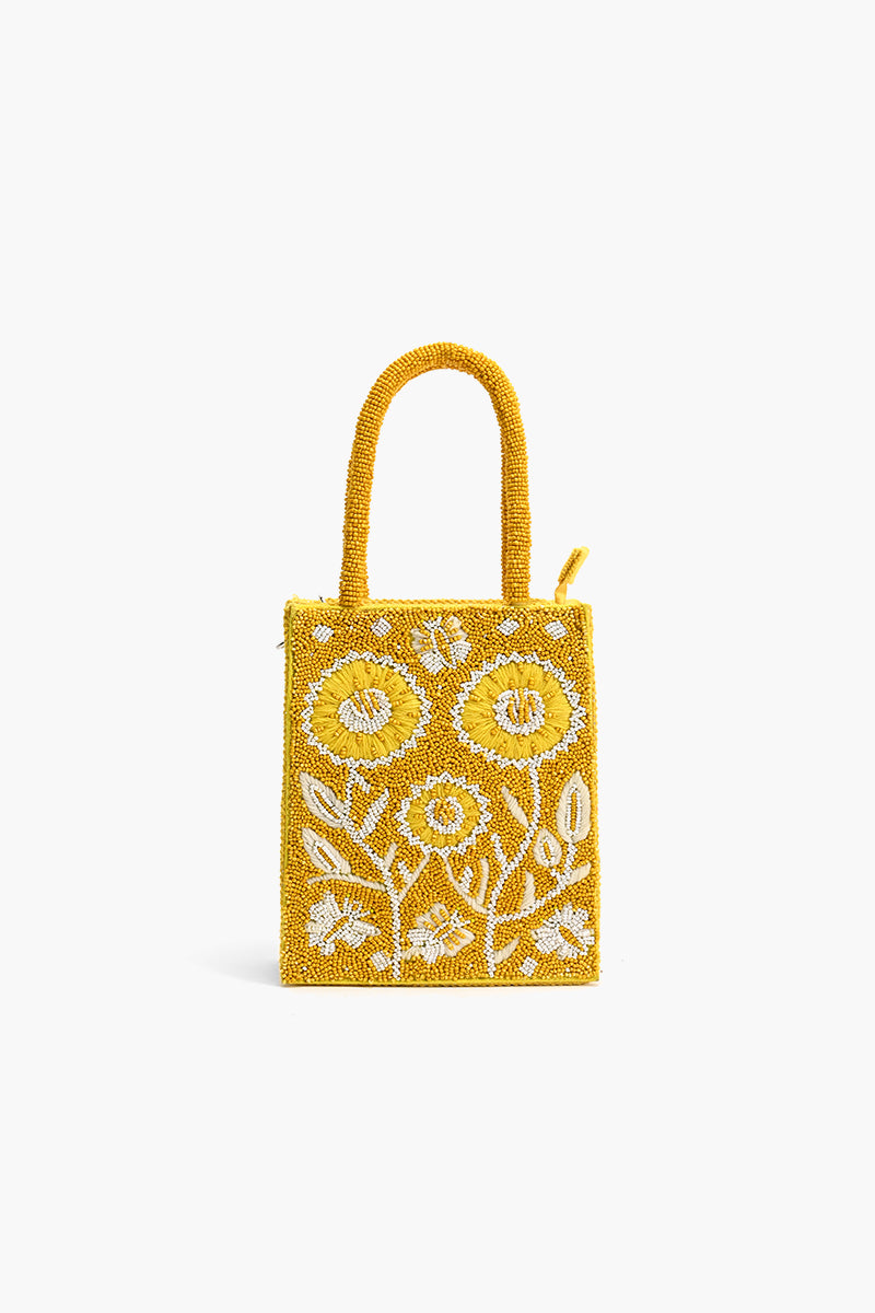 Lemon Blossom Beaded Mini Tote