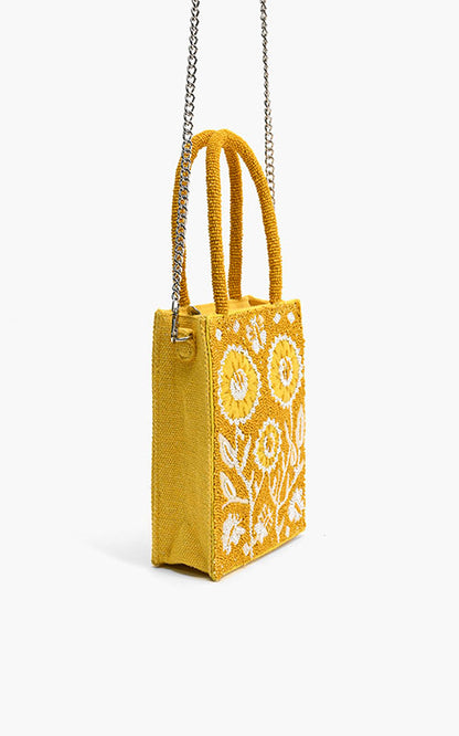 Lemon Blossom Beaded Mini Tote