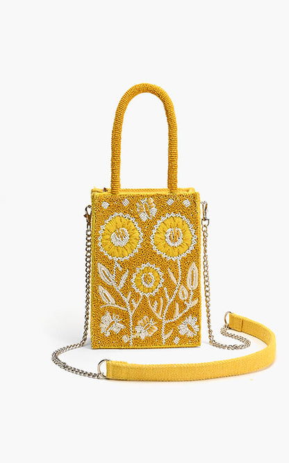 Lemon Blossom Beaded Mini Tote