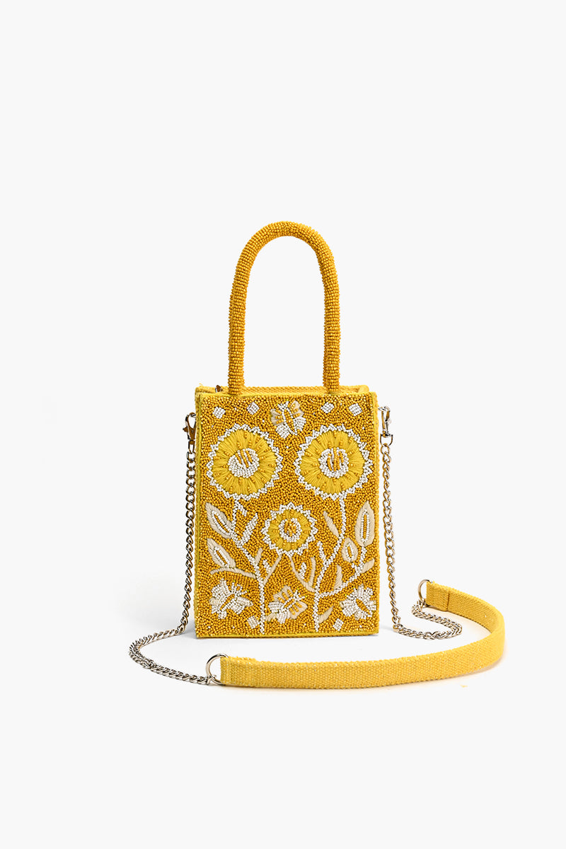 Lemon Blossom Beaded Mini Tote