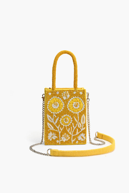 Lemon Blossom Beaded Mini Tote