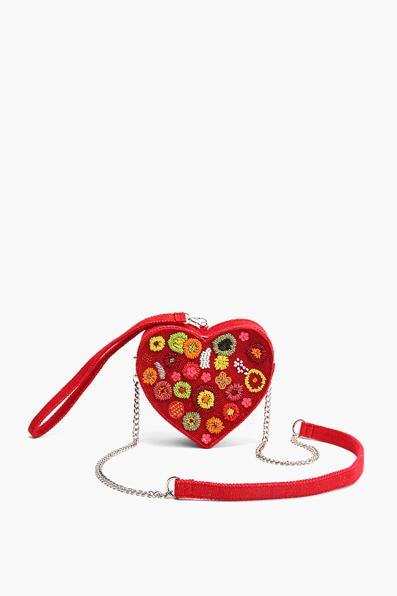 Crimson Blossom Heart Shaped Clutch