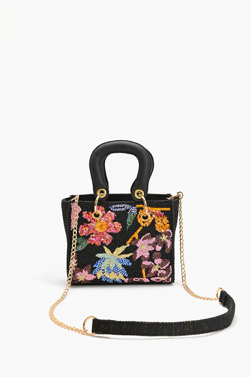 Midnight Floral Embellished Mini Evening Bag