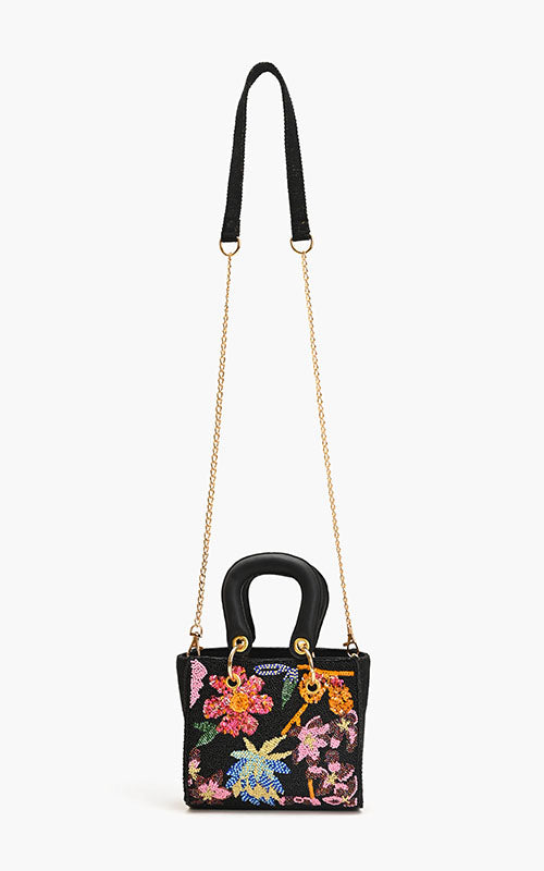 Midnight Floral Embellished Mini Evening Bag