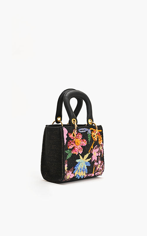 Midnight Floral Embellished Mini Evening Bag