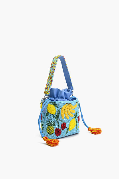 Lush Fruits Beaded Bucket Bag