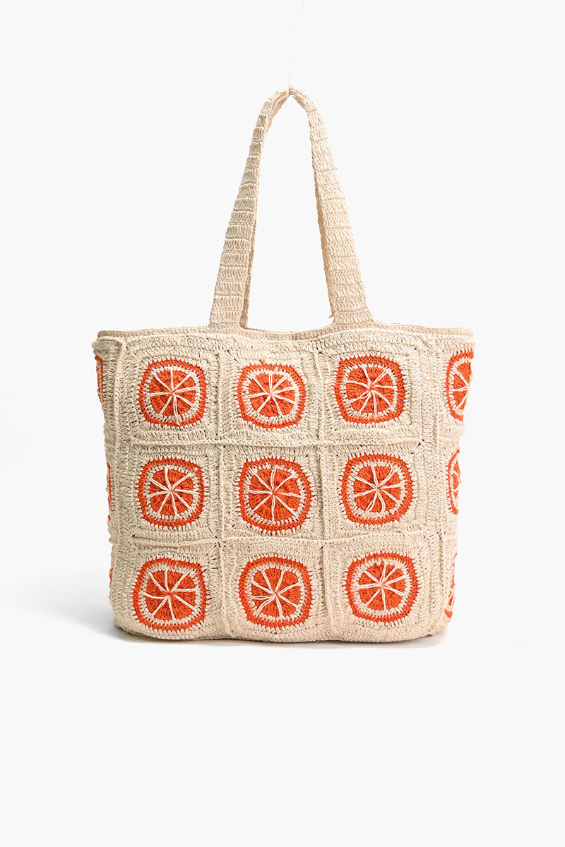 Orange Crochet Beach Tote