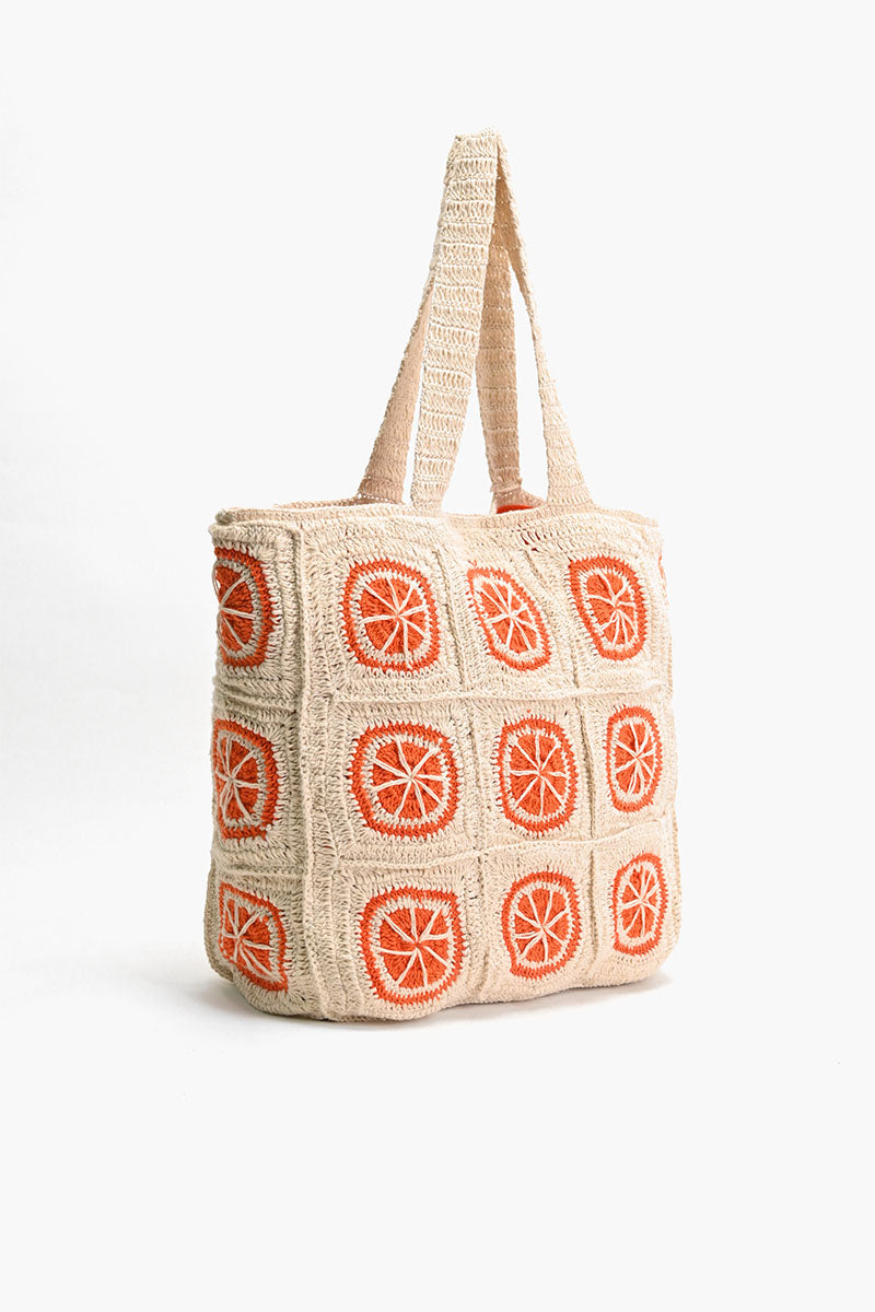 Orange Crochet Beach Tote