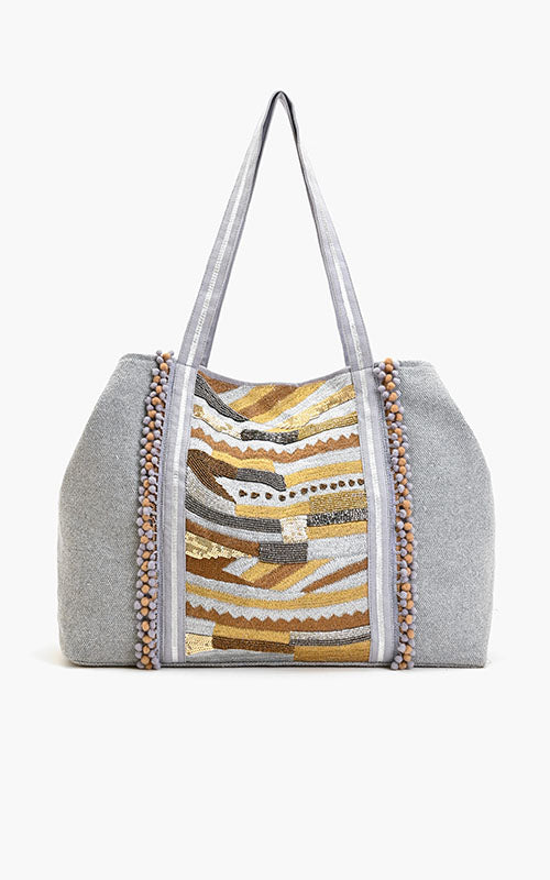 Luxe silver Embellished multi-purpose tote