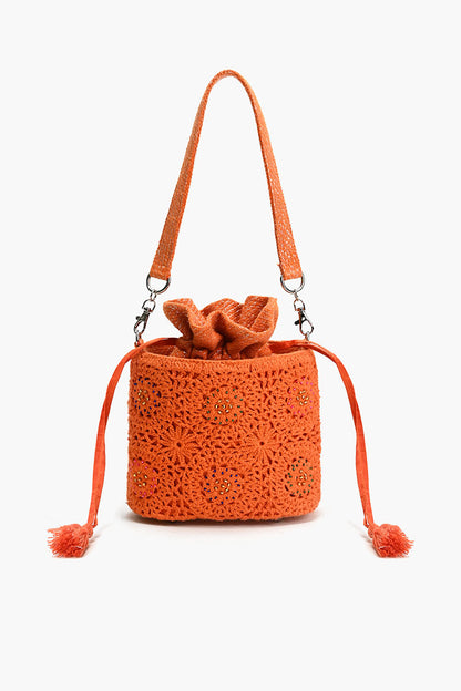 Tangerine Crochet Bucket Bag